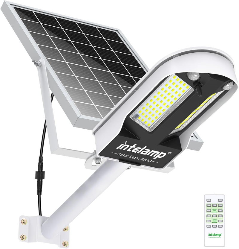 intelamp Solar Street Lights Outdoor Waterproof 3000LM 12500mAh Security Flood Lighting, Dual 180° PIR Motion Sensors & Remote Control Dusk to Dawn Linkable Streetlight for Driveways Parking Lot - Image 1